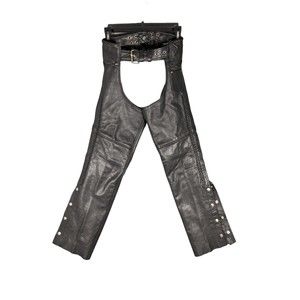 Xelement Advanced Motorcycle Gear Black Leather Biker Chaps Women's Size 2